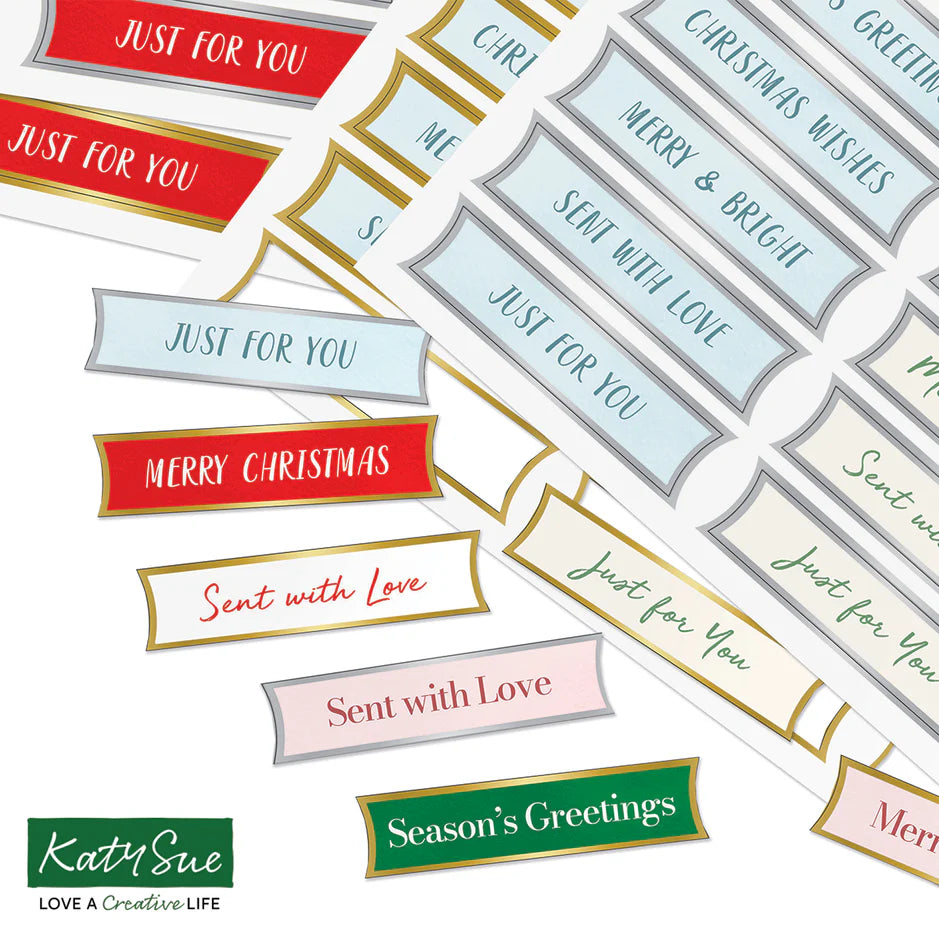 Katy Sue Designs Foiled Christmas Banners – Festive Colours (96 sentiments)