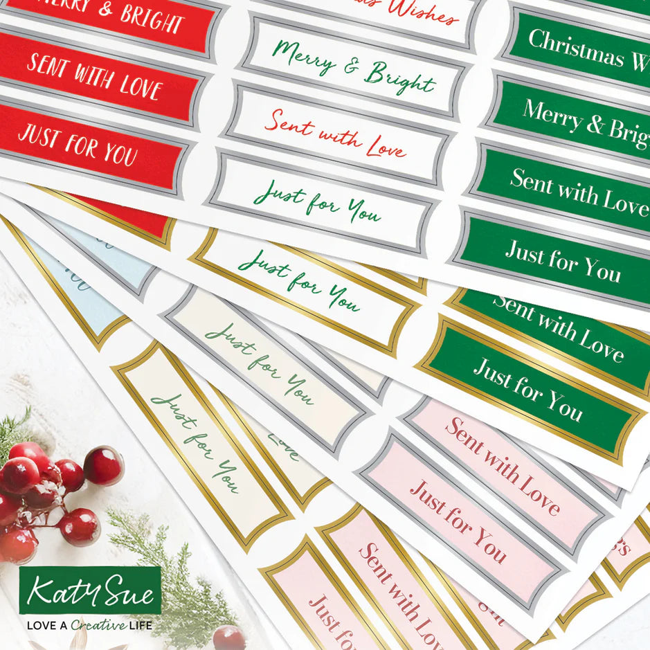 Katy Sue Designs Foiled Christmas Banners – Festive Colours (96 sentiments)