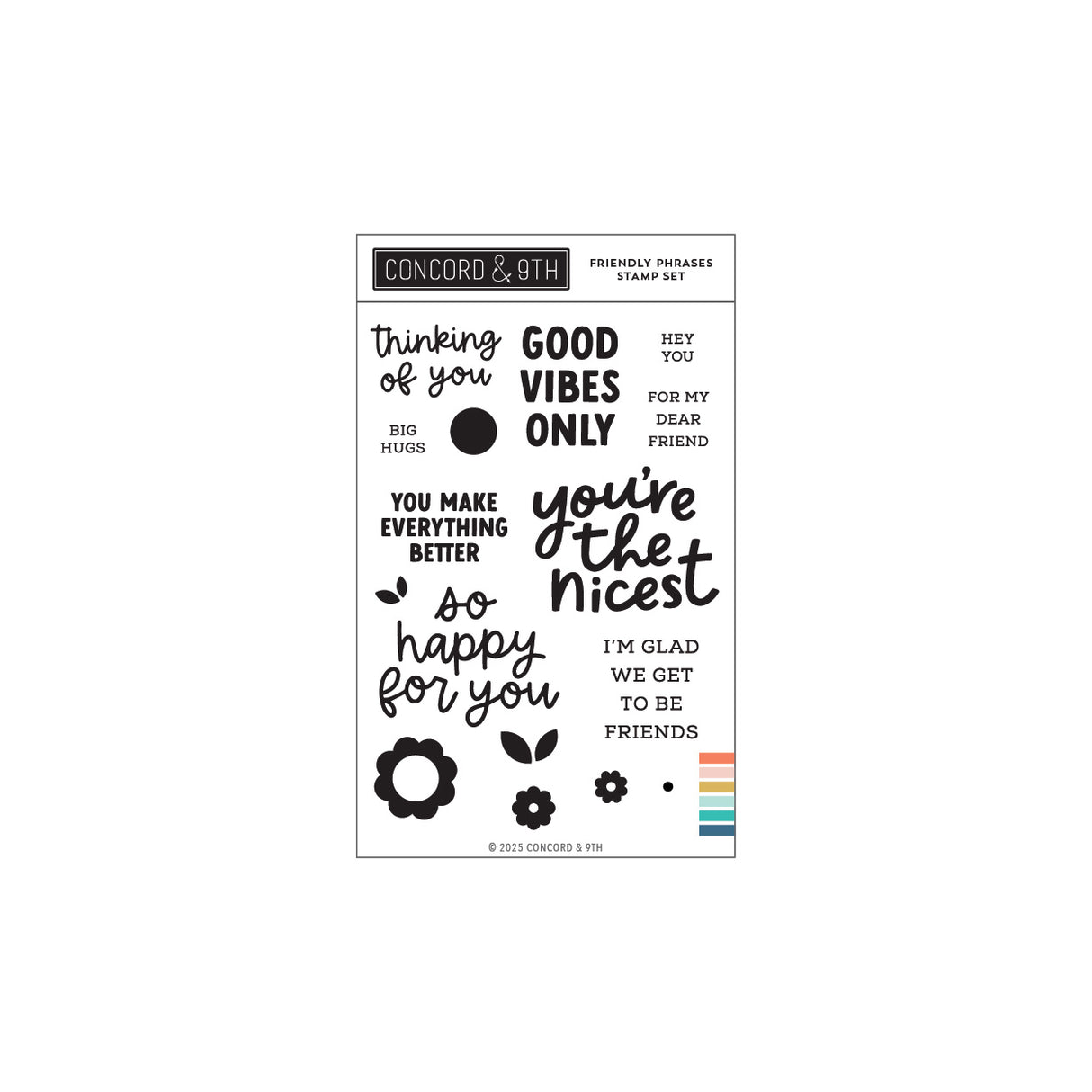 Concord & 9th Friendly Phrases Stamp Set & die (4 x 6)