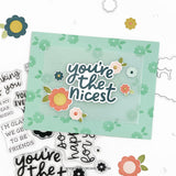 Concord & 9th Friendly Phrases Stamp Set & die (4 x 6)