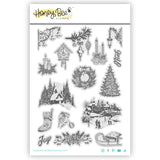 Honey Bee Stamps Gallery Wall: Holiday - 5"x7" Rubber Cling Stamp Set / Die bundle