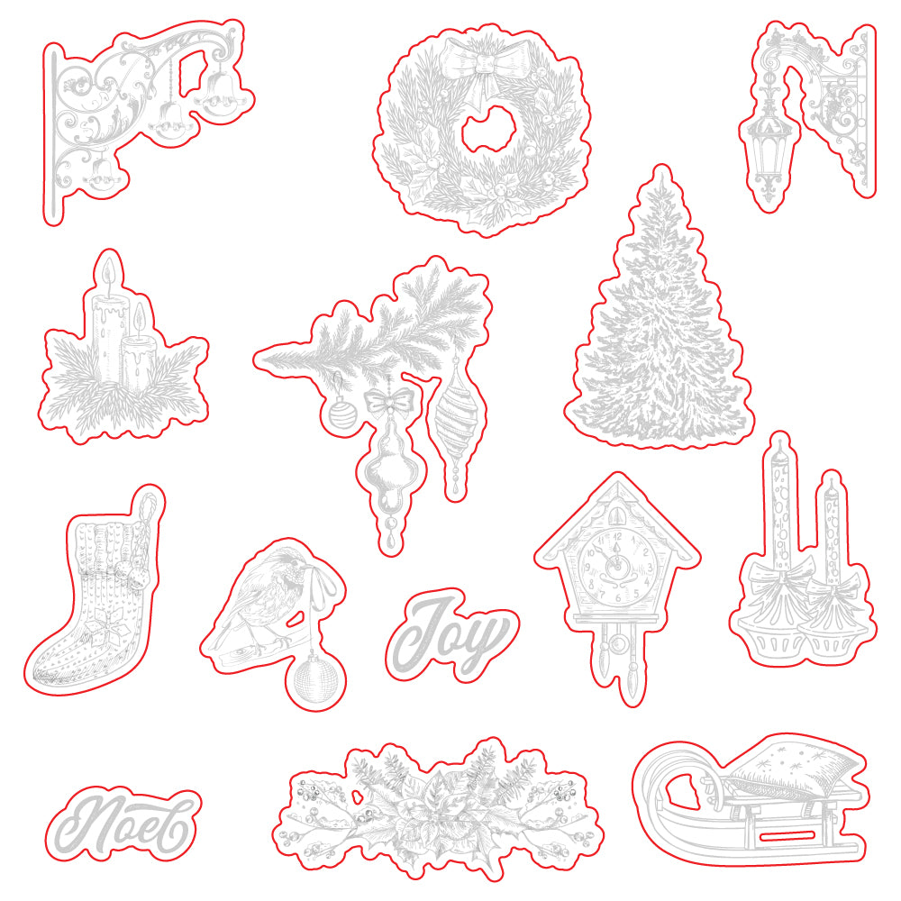 Honey Bee Stamps Gallery Wall: Holiday - 5"x7" Rubber Cling Stamp Set / Die bundle