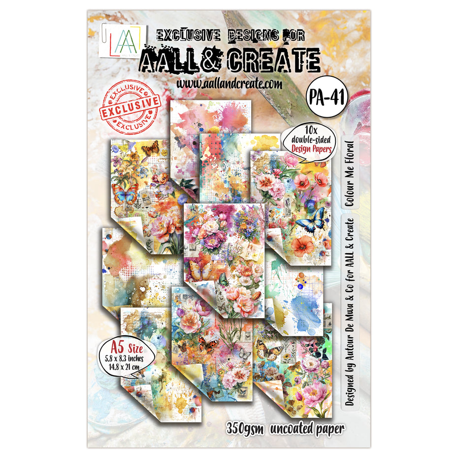 Aall and Create Garden Daydreams A5 Design Paper Colour Me Floral (AALL-PA-041)