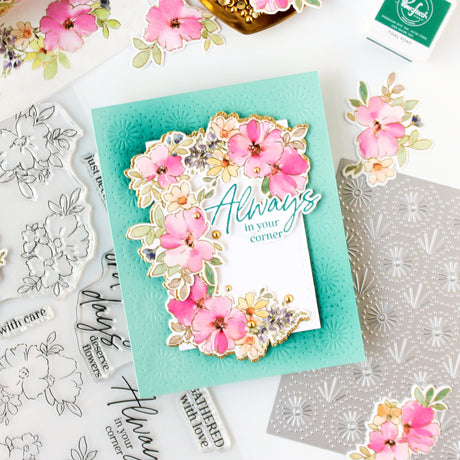Pinkfresh Studio Garden Grace stamp, Die, Stencil and Washi Bundle