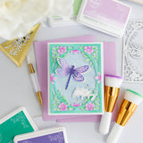 Pinkfresh Studio Dragonfly Floral Frame Coverplate Die & Stencil Bundle
