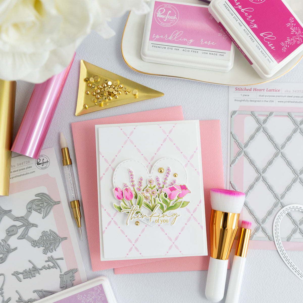 Pinkfresh Studio Petite Florals Stamp, die & stencil Bundle