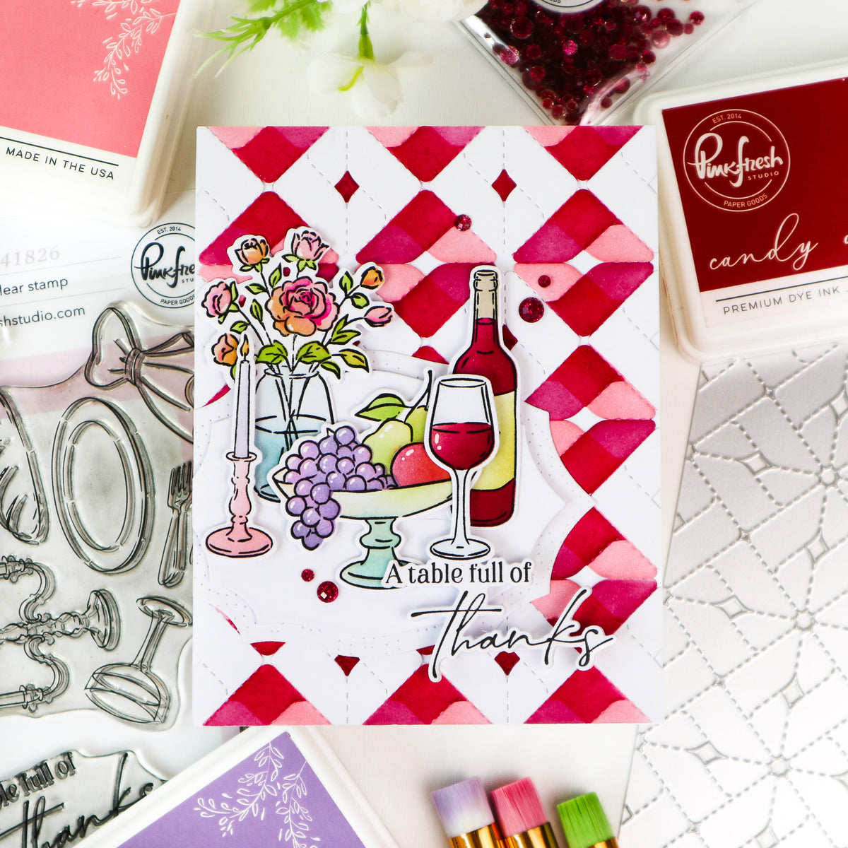 Pinkfresh Studio Gathered in Gratitude Stamp , Die & Stencil Bundle