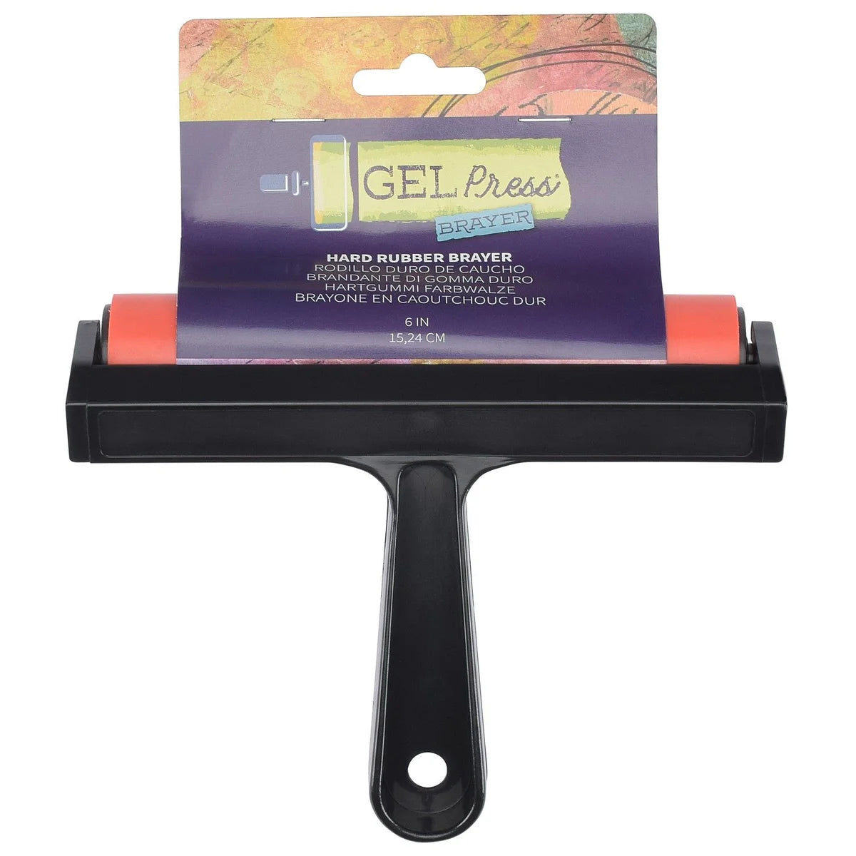 Gel Press Hard Rubber Brayer Black 6" - GEL10826-6
