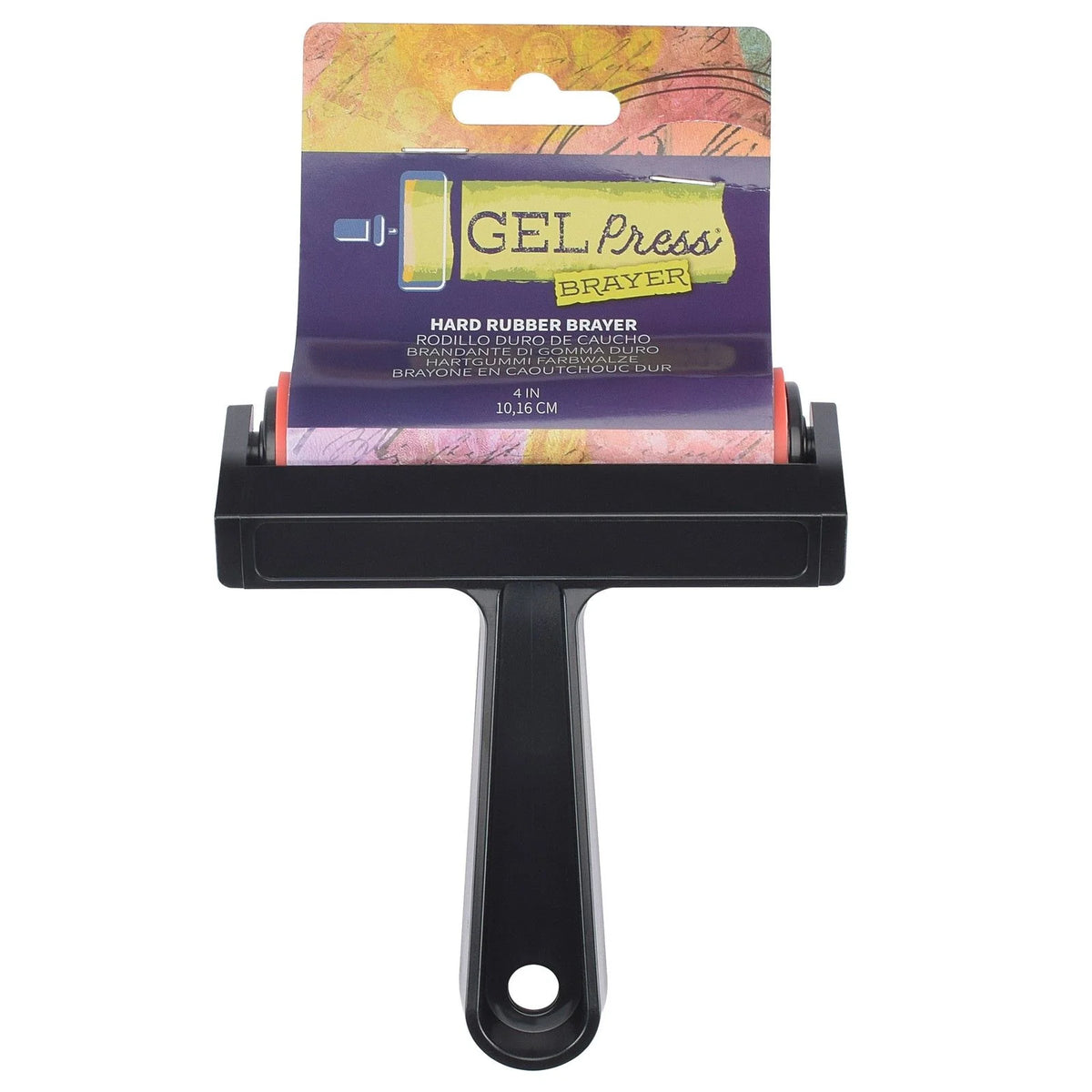 Gel Press Hard Rubber Brayer Black 4" - GEL10820
