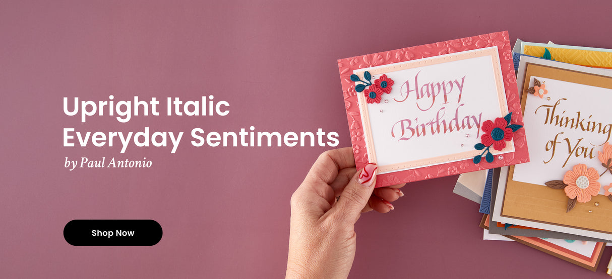 Spellbinders Upright Italic Everyday Sentiments Press + Foil Bundle by Paul Antonio