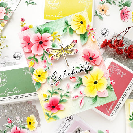 Pinkfresh Studio Gentle Bloomscape die & Stencil Bundle