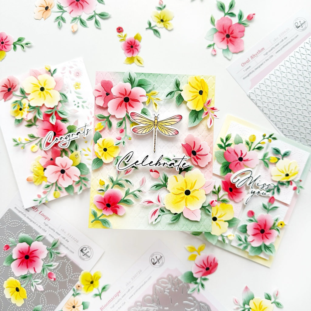 Pinkfresh Studio Gentle Bloomscape die & Stencil Bundle