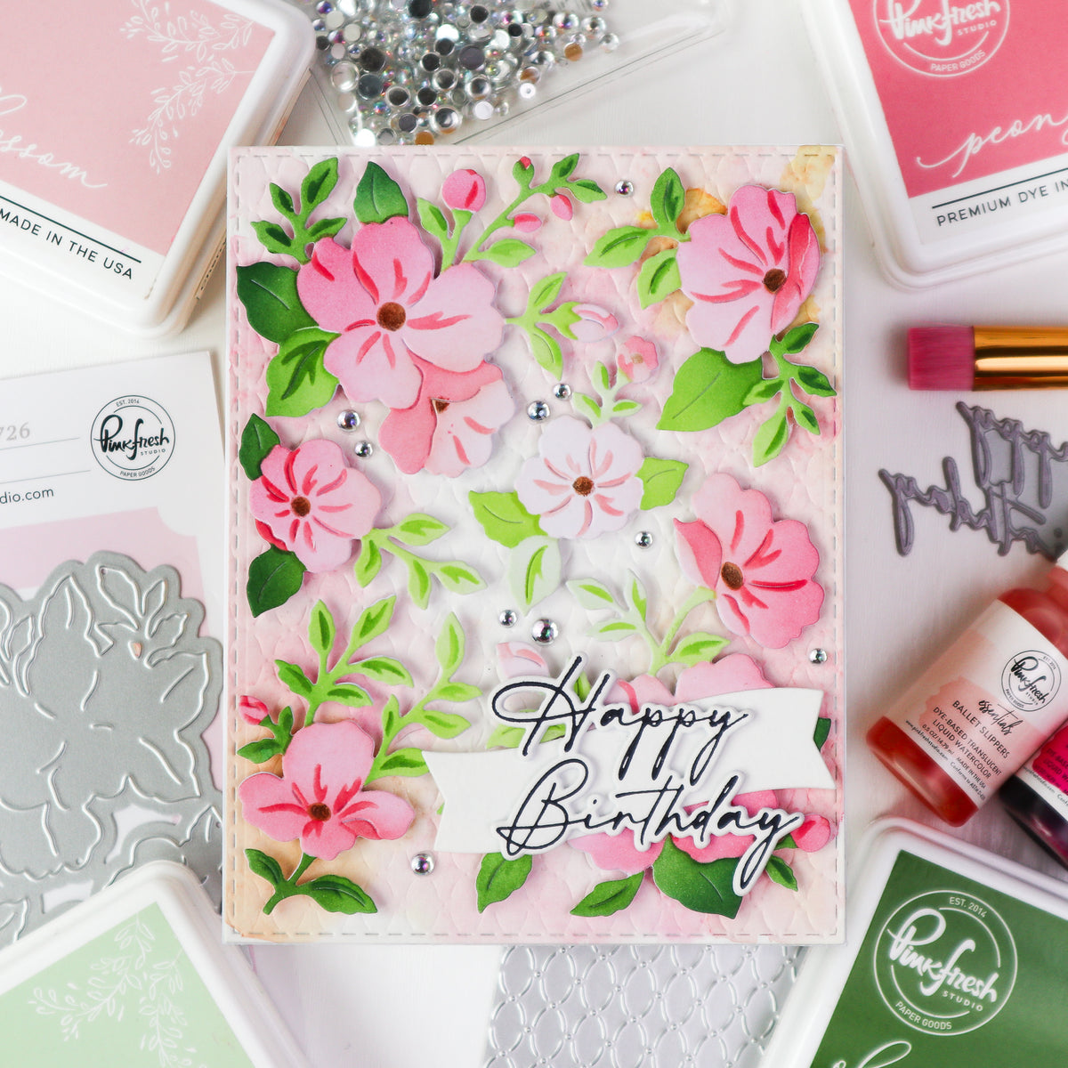Pinkfresh Studio Gentle Bloomscape die & Stencil Bundle