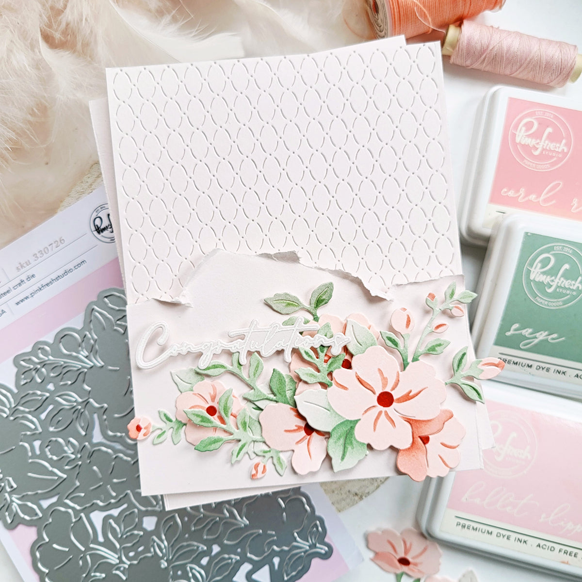 Pinkfresh Studio Gentle Bloomscape die & Stencil Bundle