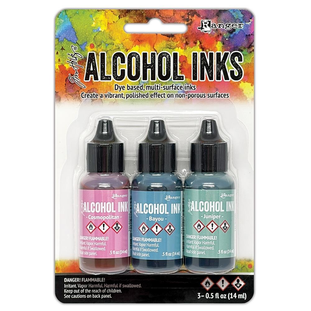 Tim Holtz Alcohol Ink .5oz 3/Pkg Getaway-Cosmopolitan/Bayou/Juniper