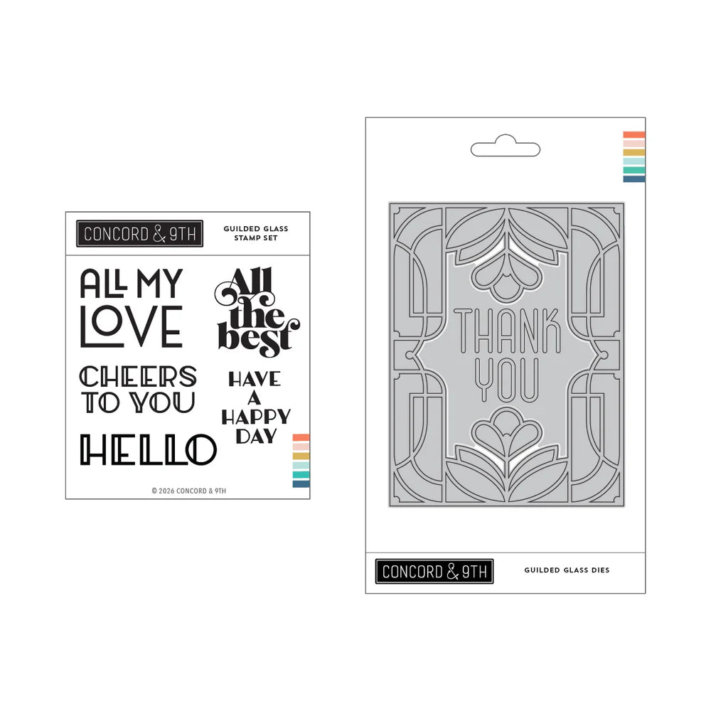 Concord & 9th Gilded Glass Stamp Set & Die Bundle