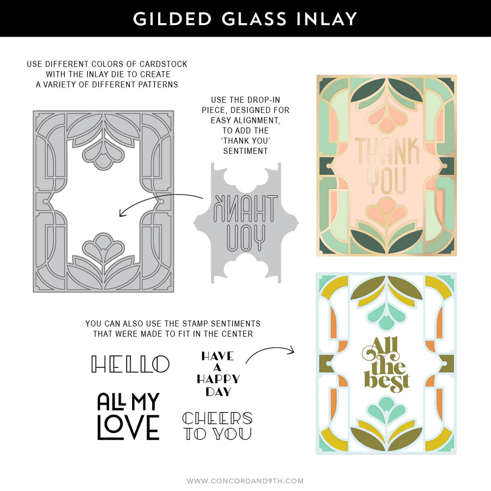 Concord & 9th Gilded Glass Stamp Set & Die Bundle
