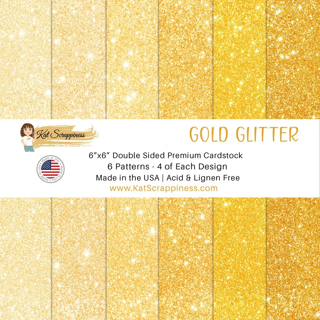 Kat Scrappiness Gold Faux Glitter 6x6 Paper Pad