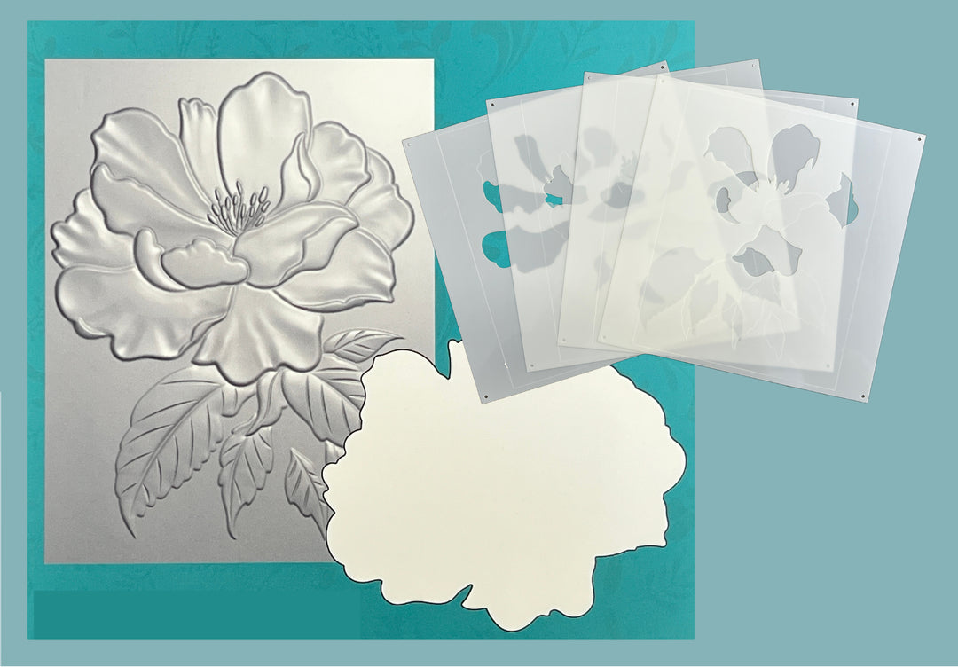 Gina K Designs BUNDLE – Gorgeous Bloom 3D Embossing Folder, Die & Stencil