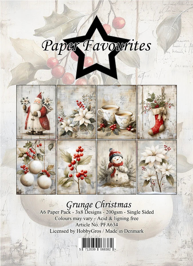 Paper Favourites Grunge Christmas A6 Paper Pack - PFA634
