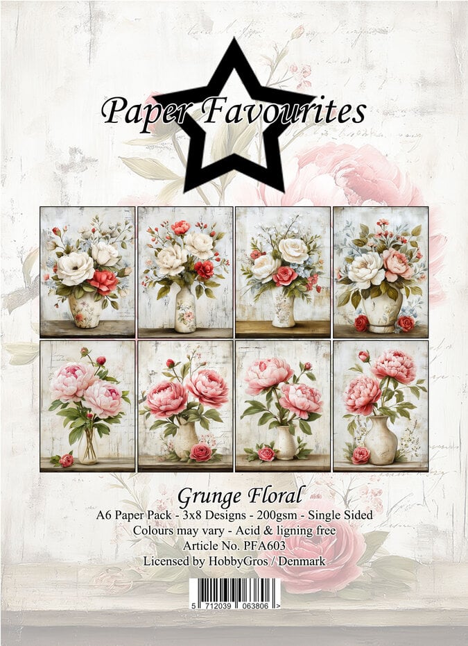 Paper Favourites Grunge Floral A6 Paper Pad (PFA603)