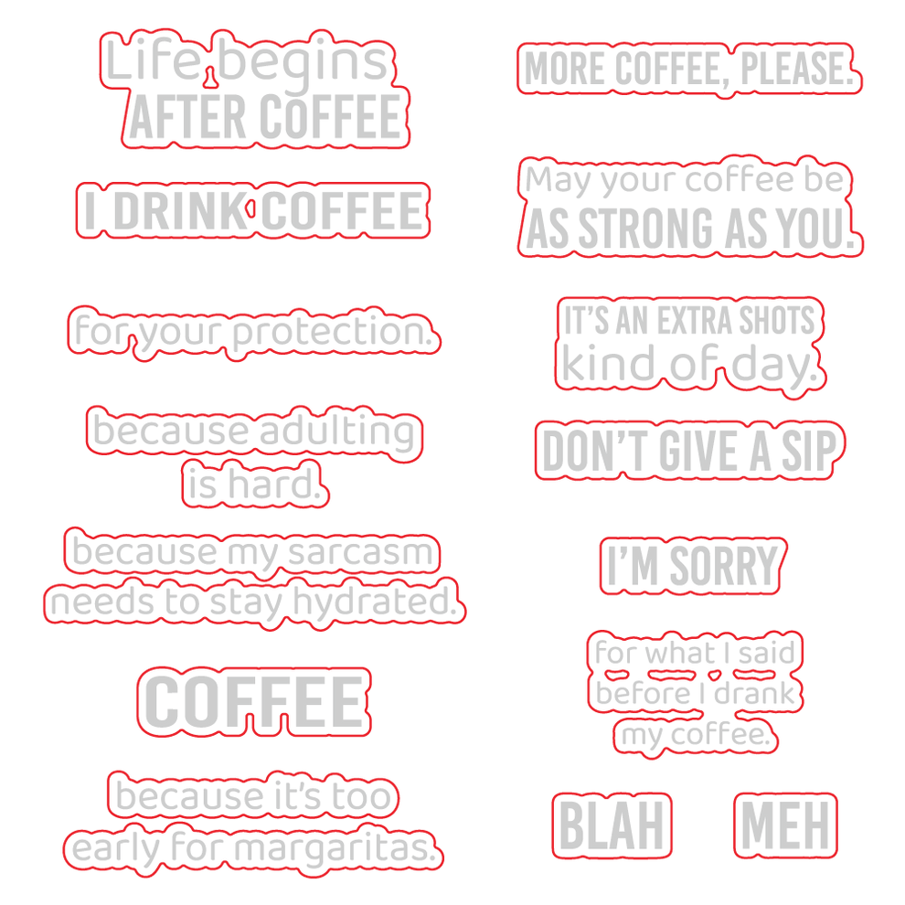 Honey Bee Stamps More Coffee Please - 4x 6 Photopolymer Stamp Set / Die Bundle