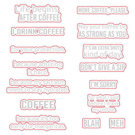 Honey Bee Stamps More Coffee Please - 4x 6 Photopolymer Stamp Set / Die Bundle