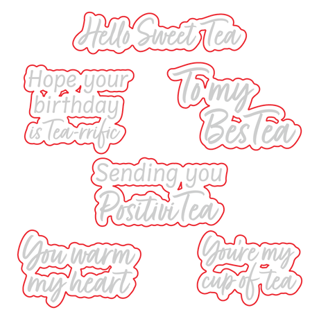 Honey Bee Stamps Hello Sweet Tea - 3x 4 Photopolymer Stamp Set / Die Bundle