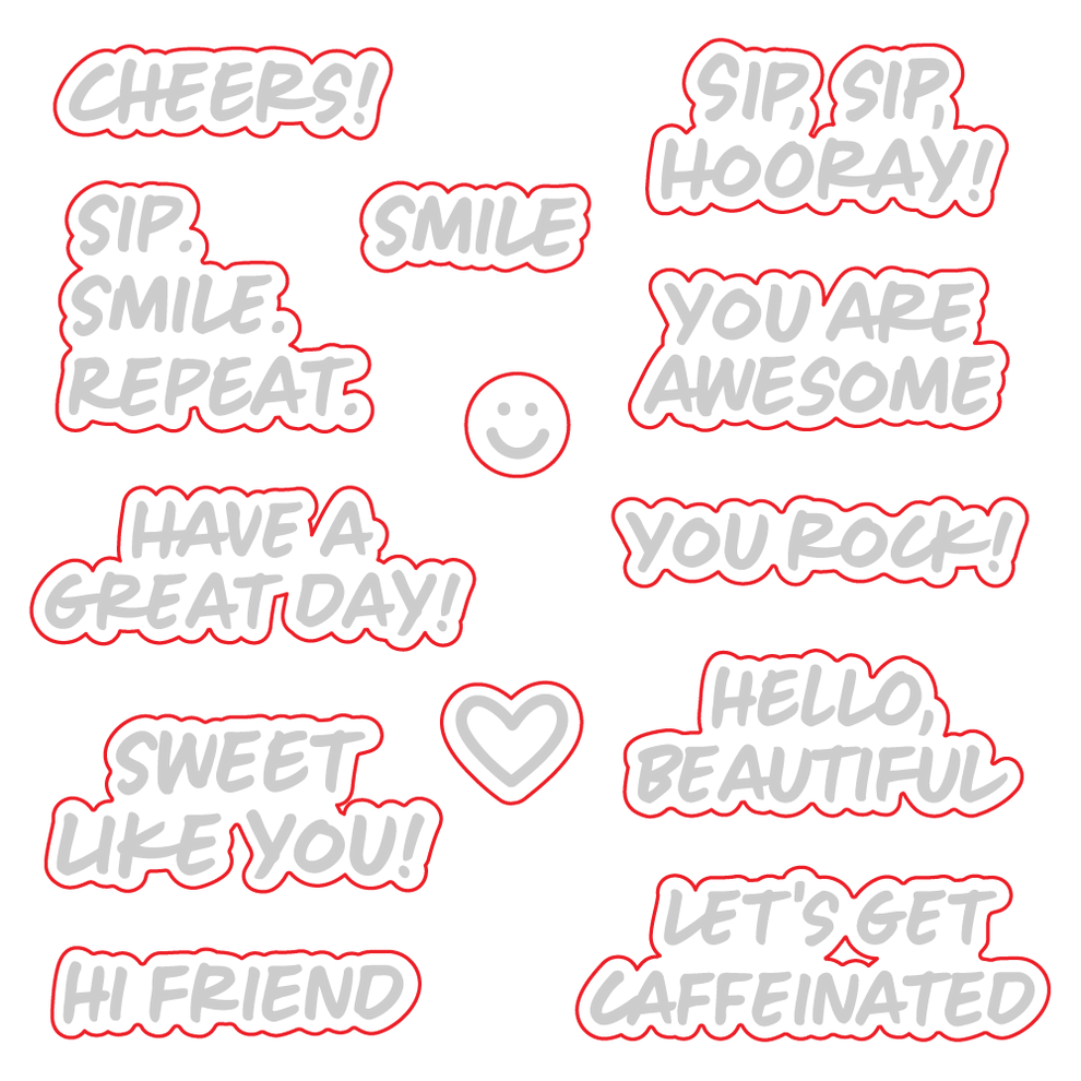 Honey Bee Stamps Sip. Smile. Repeat. - 4x 4 Photopolymer Stamp Set / Die Bundle