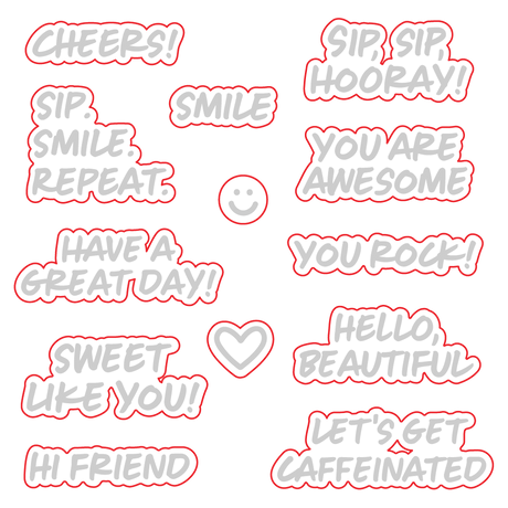 Honey Bee Stamps Sip. Smile. Repeat. - 4x 4 Photopolymer Stamp Set / Die Bundle