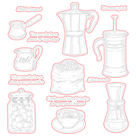 Honey Bee Stamps Rise And Grind - 6x8 Rubber Cling Stamp Set / Die Bundle