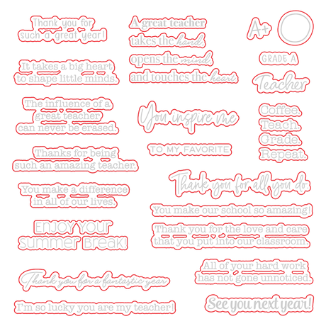 Honey Bee Stamps Grade A Teacher - 6x 6 Photopolymer Stamp Set / Die Bundle