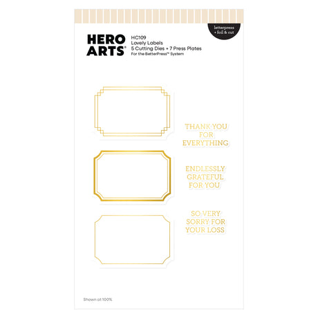 Hero Arts Lovely Labels Letterpress + Foil & Cut