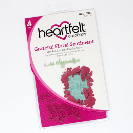 Heartfelt Creations Grateful Floral Sentiment Cling Stamp Set HCPC-31025 & Die HCD1-7461