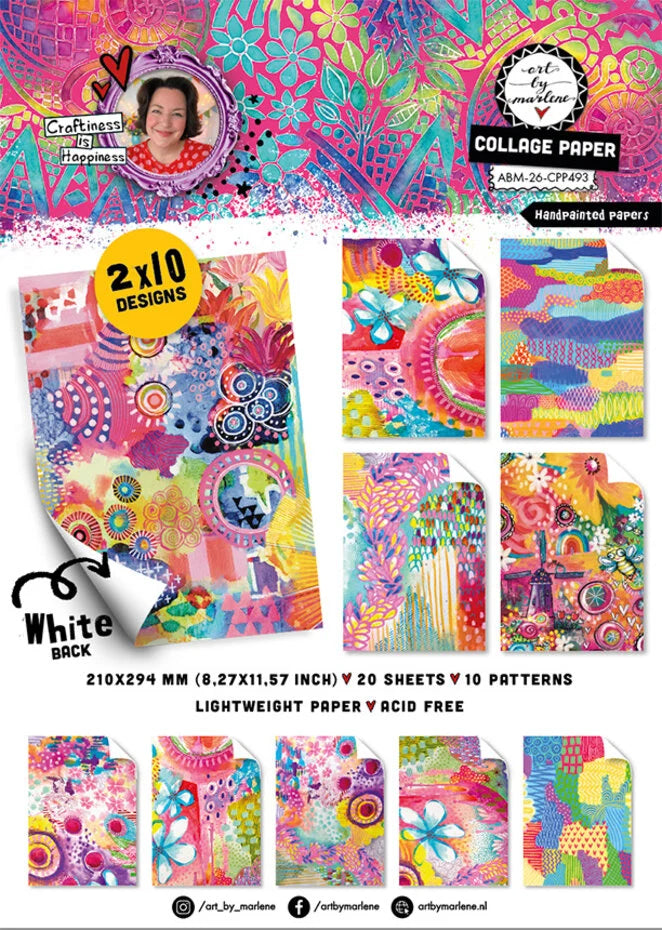 Studio Light Art By Marlene Collage A4 Paper Pad Handpainted Papers - ABM-26-CPP493