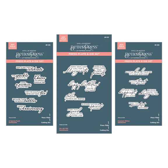 Spellbinders Happier Hour BetterPress Sentiments Bundle