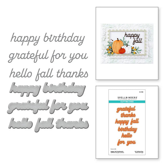 Spellbinders Happy Fall Sentiments Etched Dies - Independents Only World Cardmaking Day Exclusive