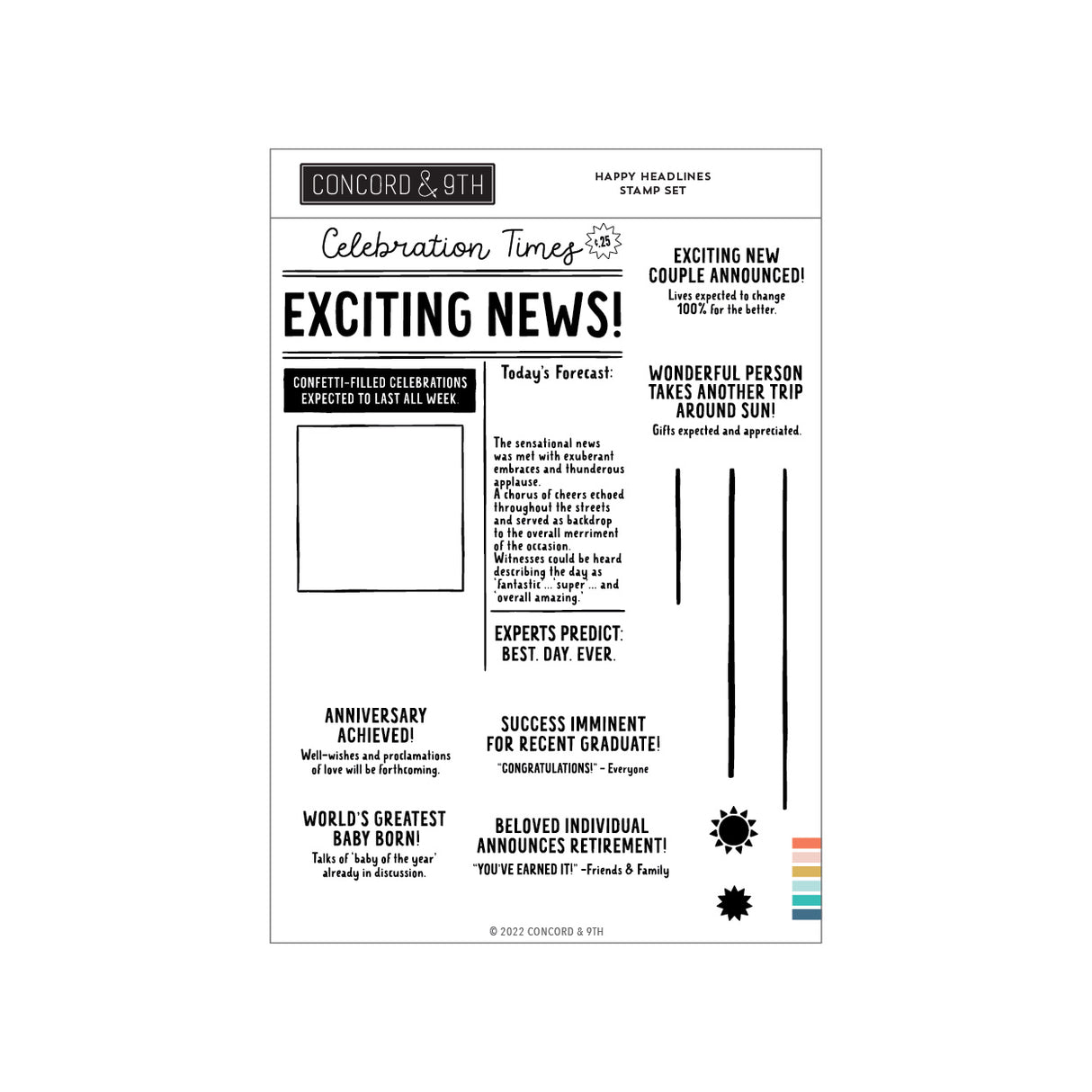 Concord & 9th Happy Headlines Stamp Set (6 x 8)