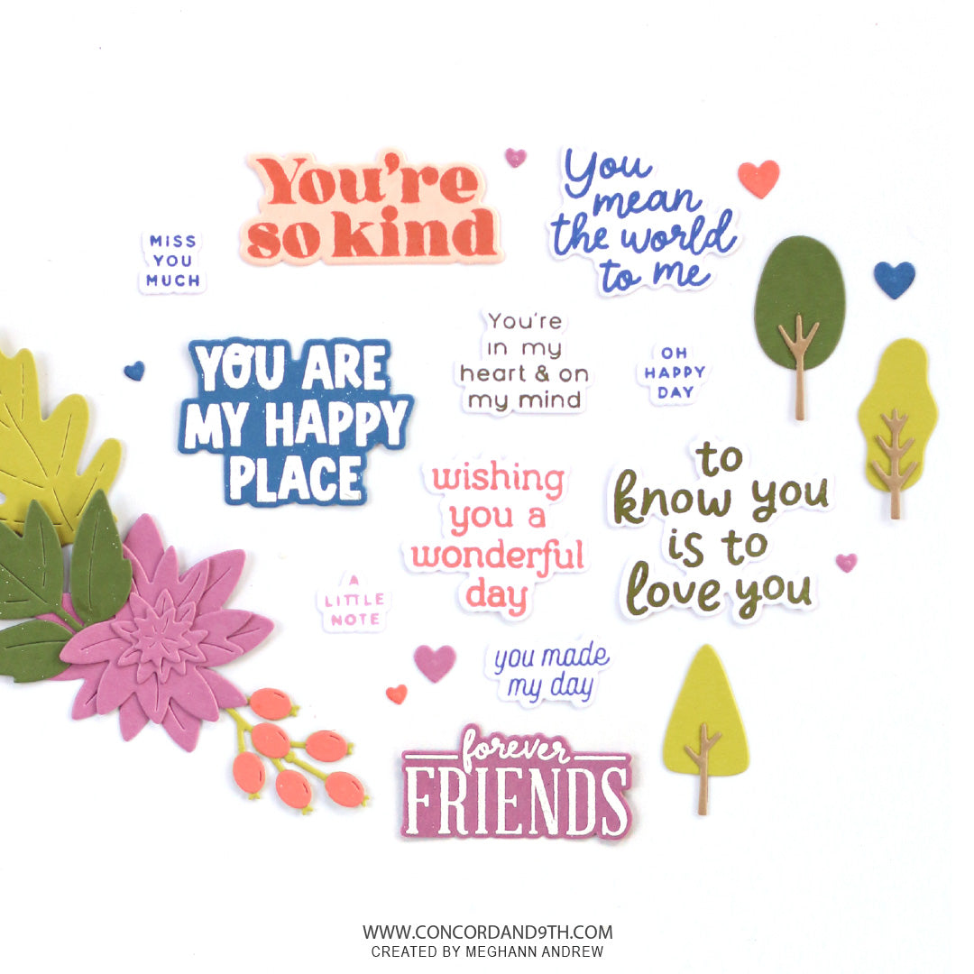 Concord & 9th Happy Phrases Stamp & Die Bundle