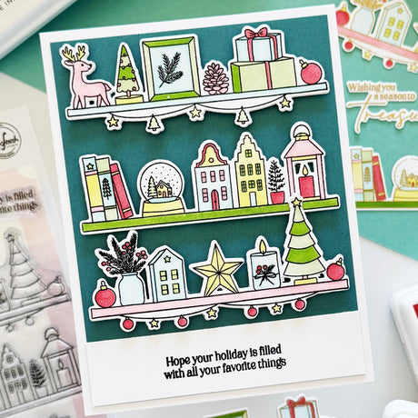 Pinkfresh Studio Holiday Treasures stamp die stencil Bundle