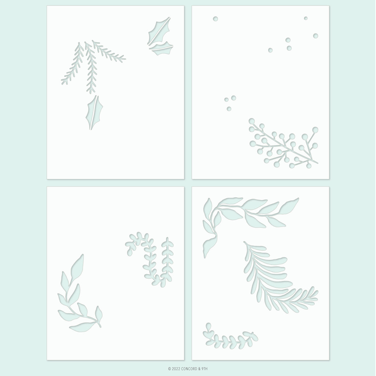 Concord & 9th Holiday Sprigs Stencil Pack (4 stencils; 4.75 x 6)