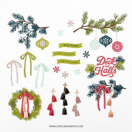 Concord & 9th Holiday Trimmings Stamp Set (3 x 4) & Die Bundle
