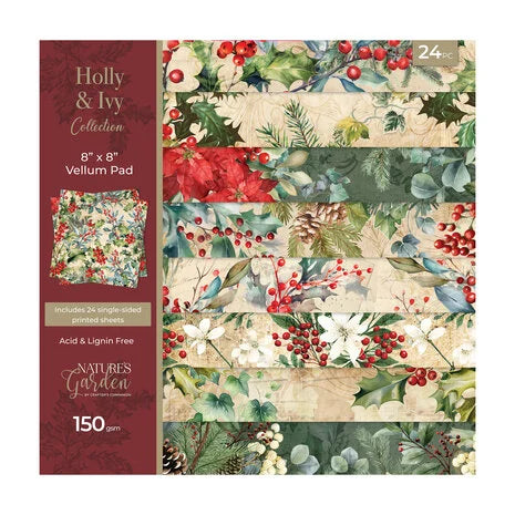 Crafter's Companion Holly & Ivy 8x8 Inch Vellum Pad (NG-HAI-VEL8)