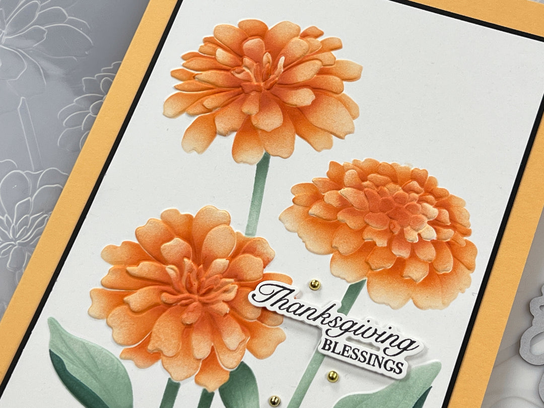 Gina K Designs BUNDLE- Sensational Zinnias 3D Embossing Folder, Die and Stencil