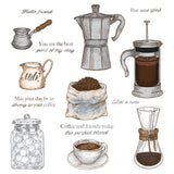 Honey Bee Stamps Rise And Grind - 6x8 Rubber Cling Stamp Set / Die Bundle