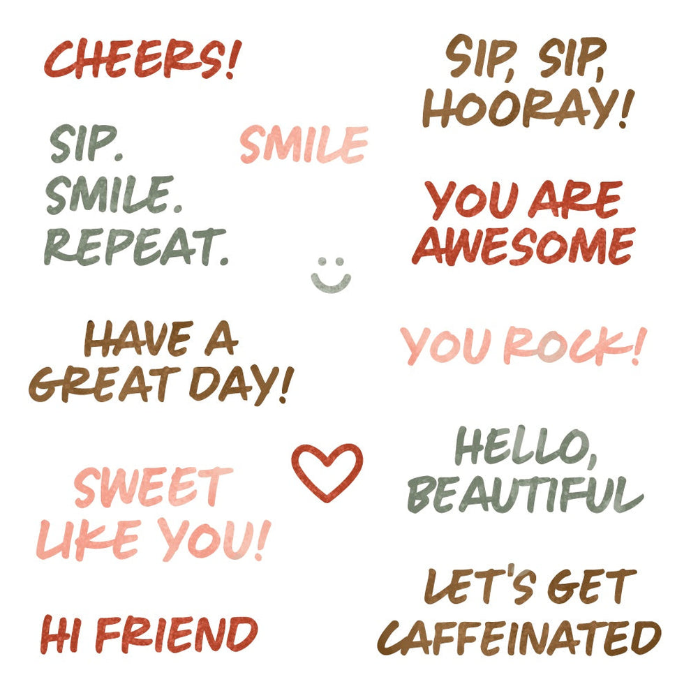 Honey Bee Stamps Sip. Smile. Repeat. - 4x 4 Photopolymer Stamp Set / Die Bundle