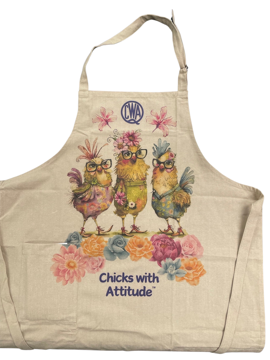 QCWA CHICKS WITH ATTITUDE APRON- Beige