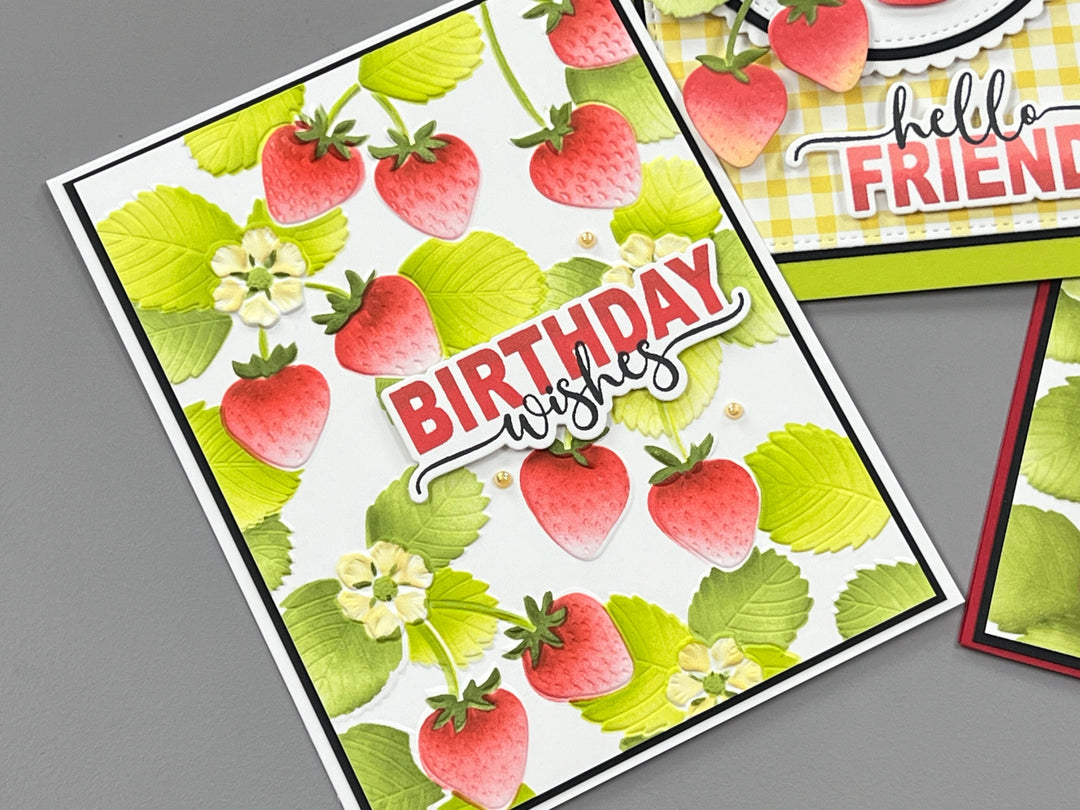 Gina K Designs BUNDLE- Strawberry Harvest 3D Embossing Folder, Die and Stencil