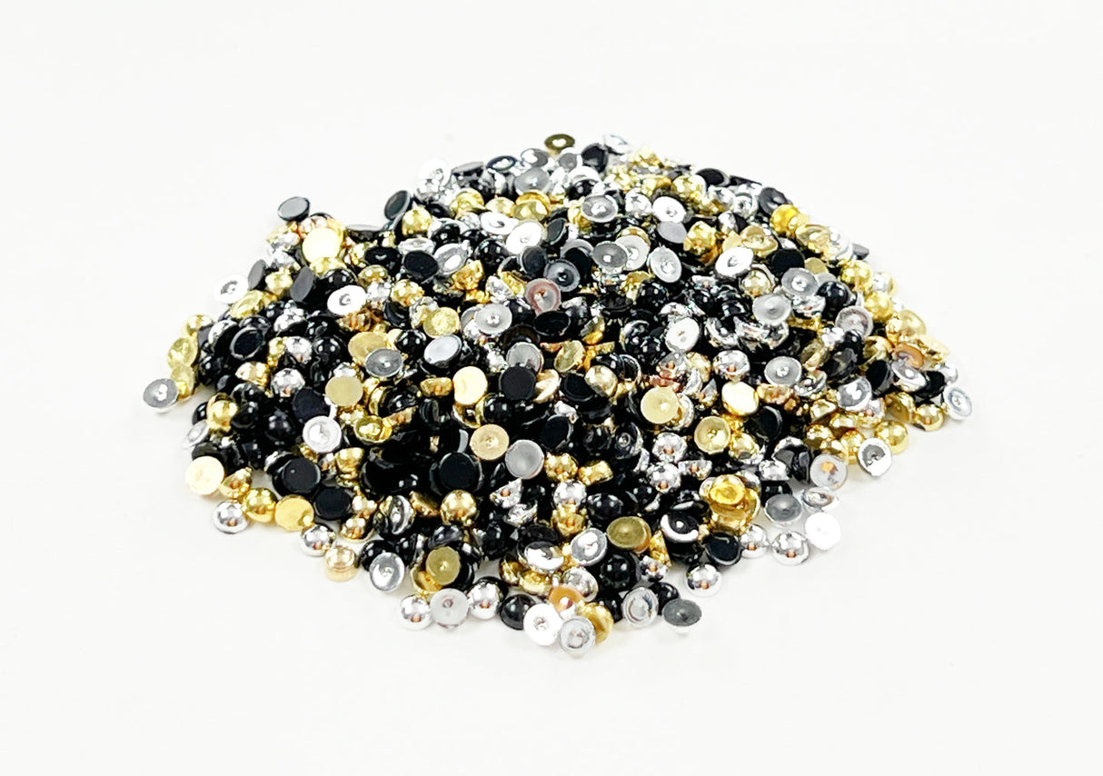 Gina K Designs Embellishment- MINI Pearl Mix- Black Gold and Silver