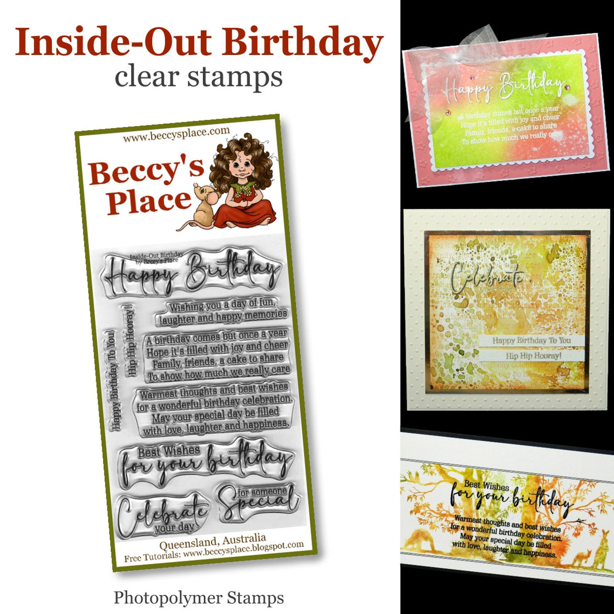 Beccy's place Inside Out Birthday clear stamps